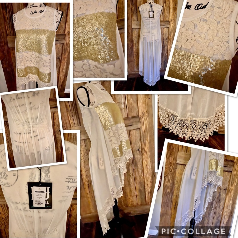 Beautiful Brand New Hi-Lo sequin&lace top